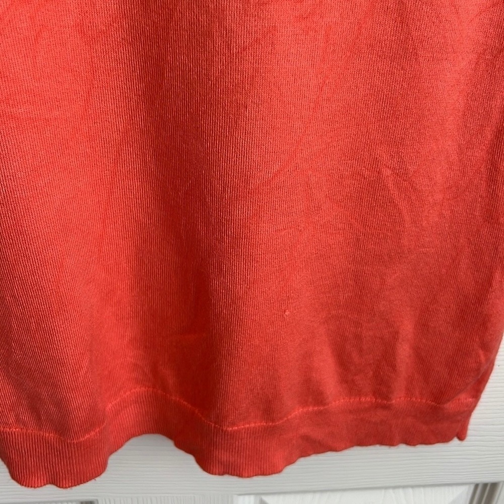 Express Knit Top Zipper Detail Short Sleeve Crew Neck Coral Size M - Picture 4 of 9